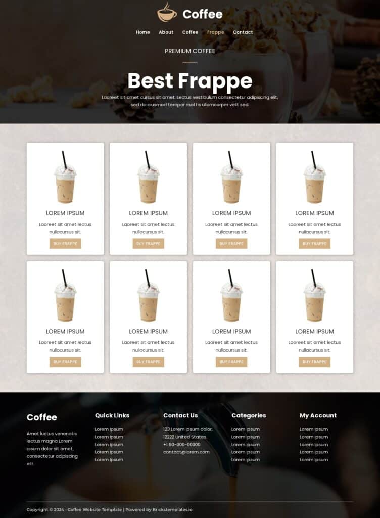 Frappe – Coffee Website Template
